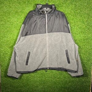 Baru Sports Mens 4XL Fleece Jacket Grey‎ Black Colorblock Full Zip Mock Neck
